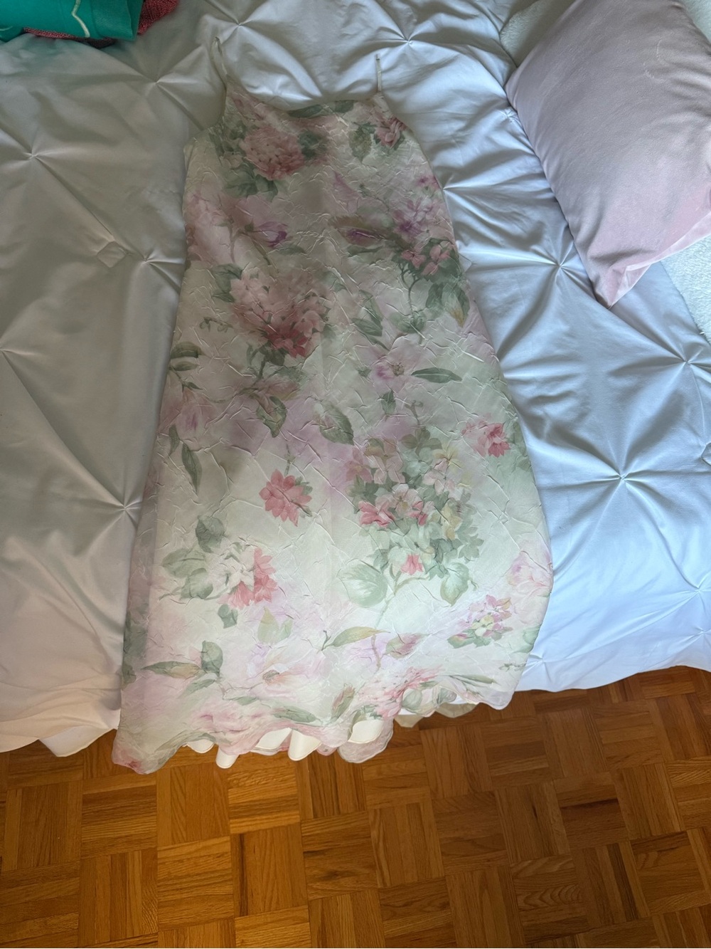 Floral Pastel Slip Dress - Pink & Green